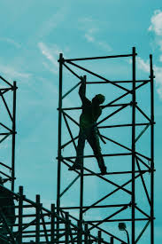 Residential scaffolding around a house